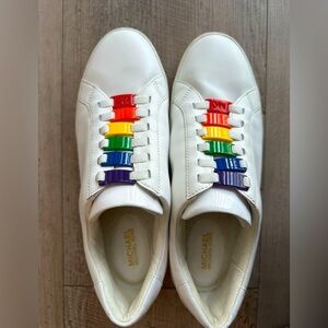 Michael Kors Cameron Rainbow Lacer Keepers White Sneakers